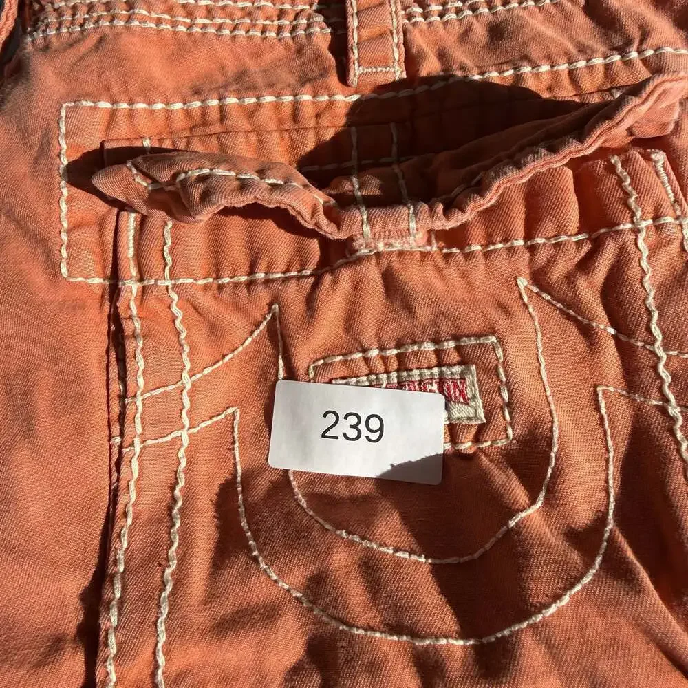 Y2K Grunge Style True Religion Big T Raw Hem Cargo Cut-Off Shorts